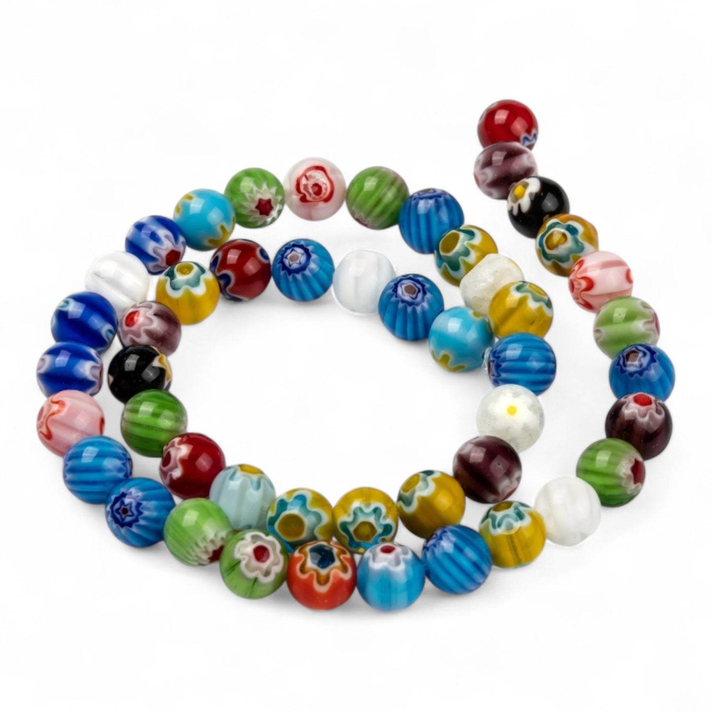 x10 Perles Millefiori – Verre coloré – Ø6 ou ø8 mm