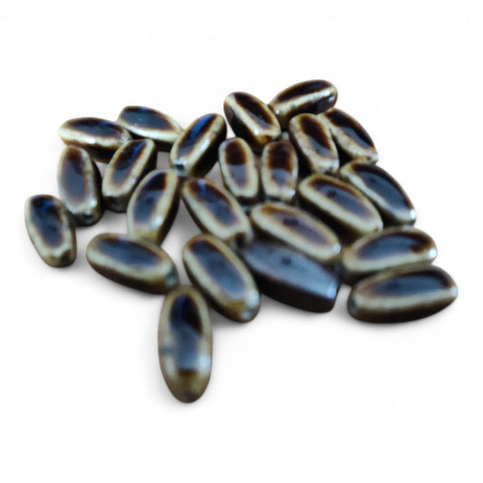 x2 Perles Céramique Marron – Forme Allongée – 15x7 mm
