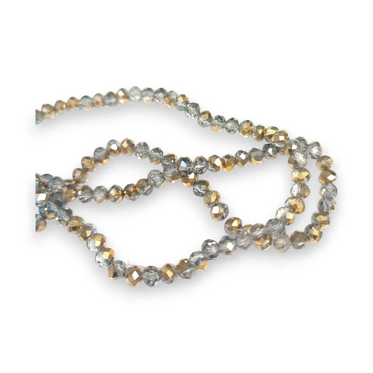 Fil de Perles en Verre à Facettes Effets métallisés – 4x3 mm – Couleurs au choix