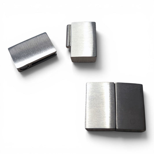 Fermoir Magnétique Rectangulaire en Acier Inoxydable 304 – Argenté ou Doré IP – 21 mm