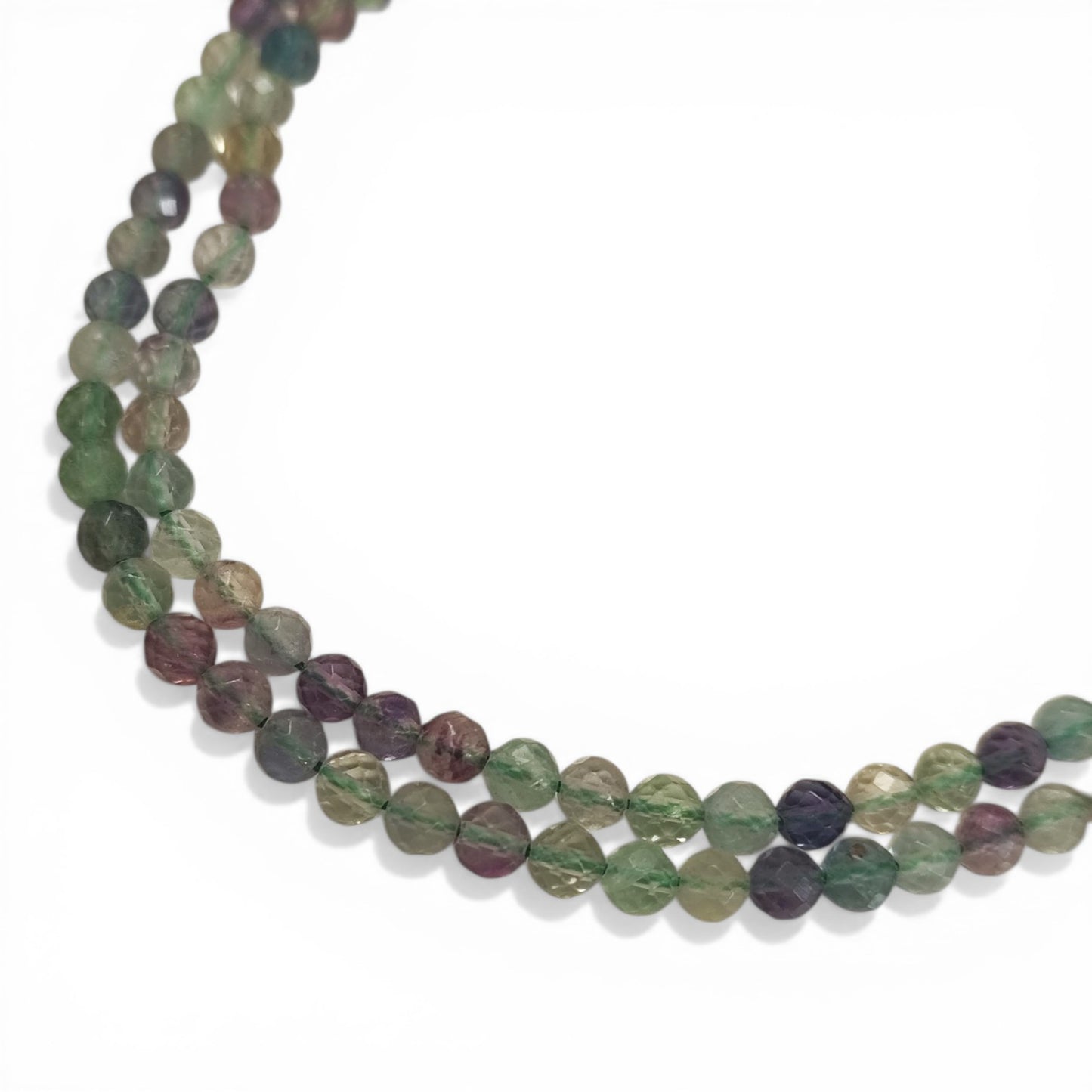 Fil de Perles en Fluorite Naturelle – Rondes Facettées – 4 mm – 39,5 cm