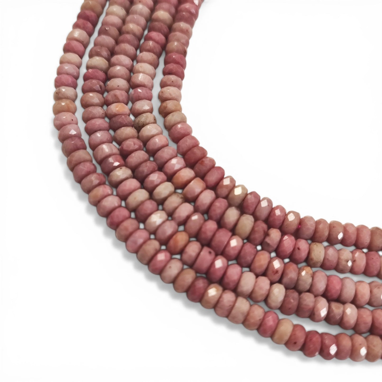 Fil de Perles en Rhodonite Naturelle – Rondelles Facettées – 4 x 2 à 2,5 mm – 38 cm