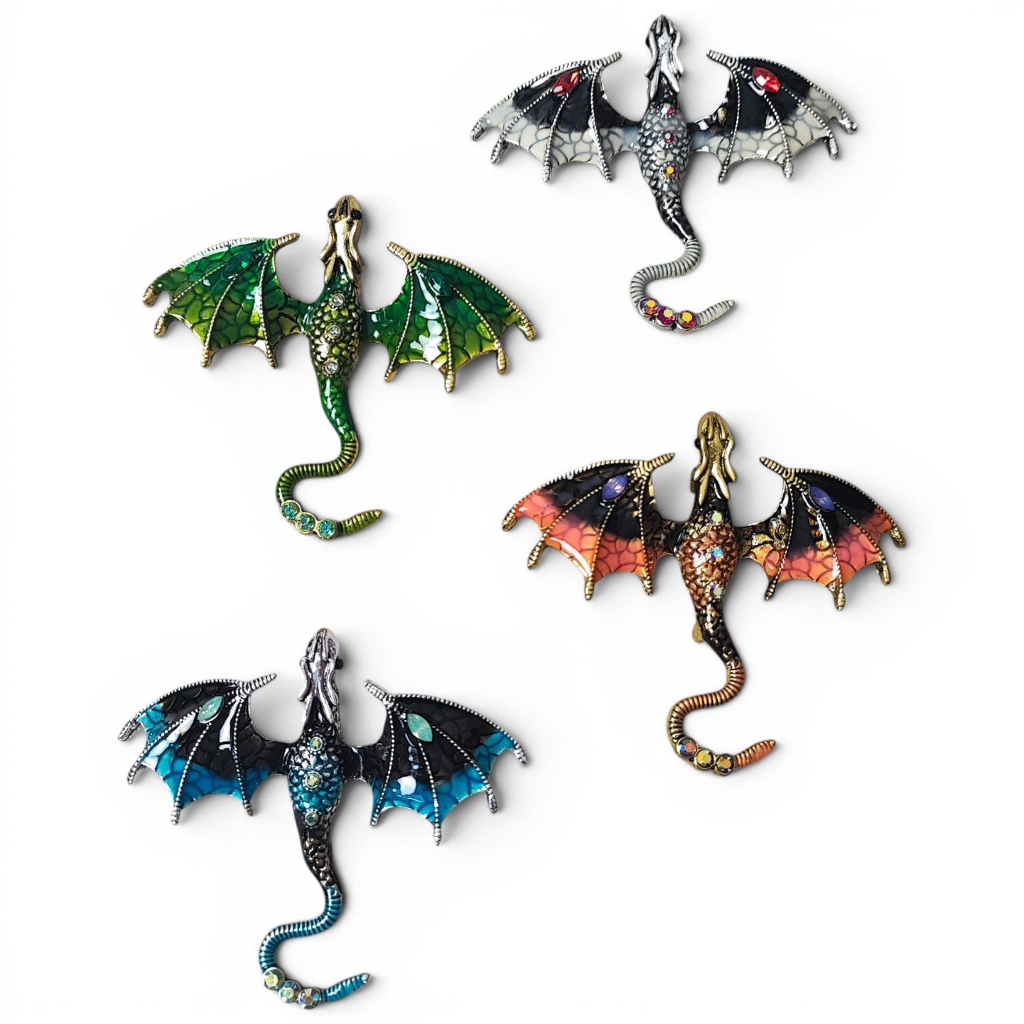 Broche Dragon en Alliage et Émail – 6x7cm