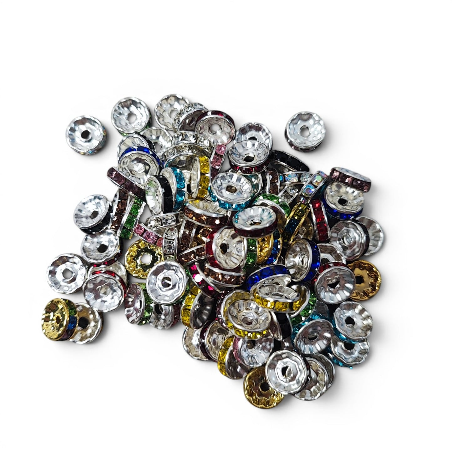 x1 Perle intercalaire en aluminium et strass – Spéciales tiges