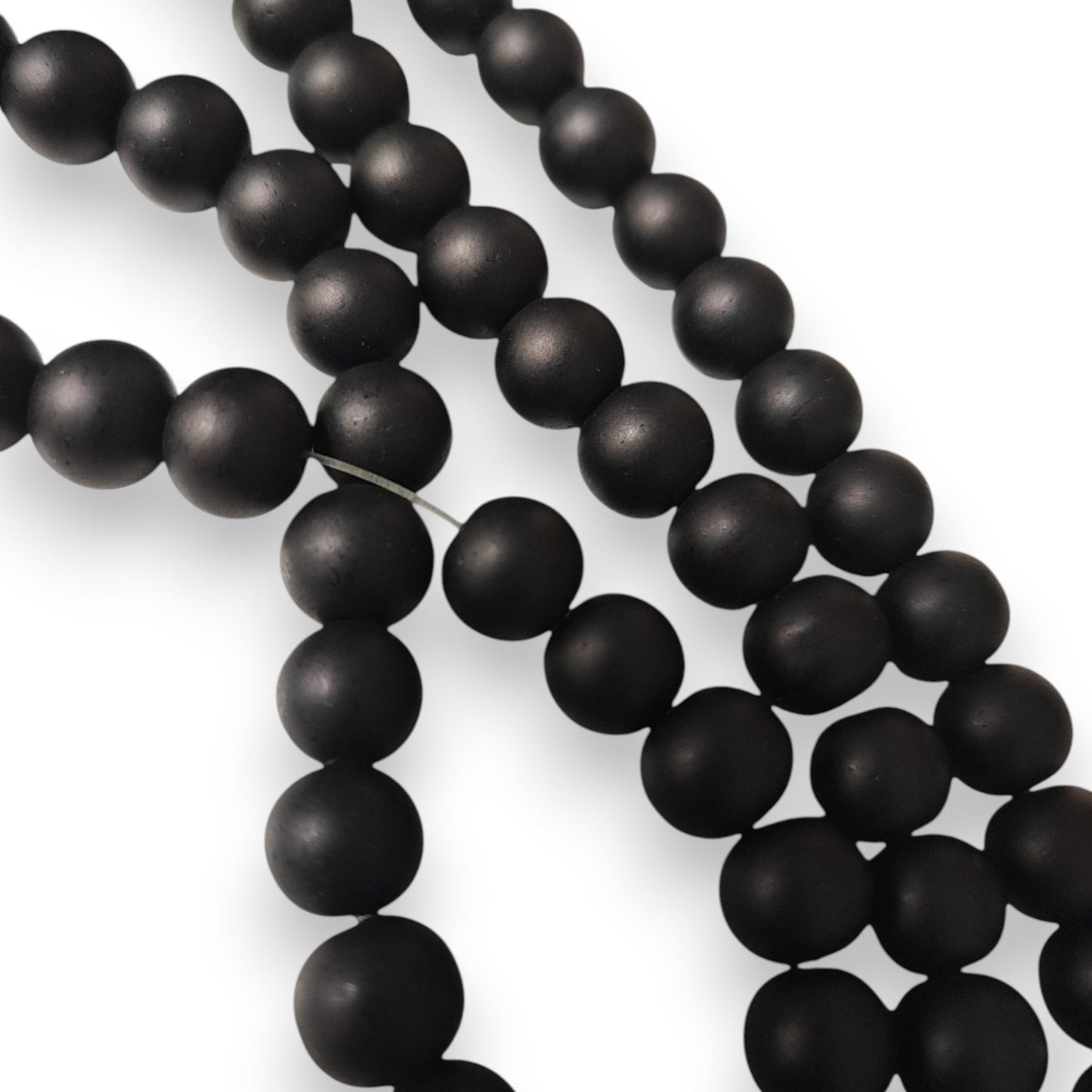 Perles Rondes en Verre Givré Opaque – 10 mm – Coloris Noir
