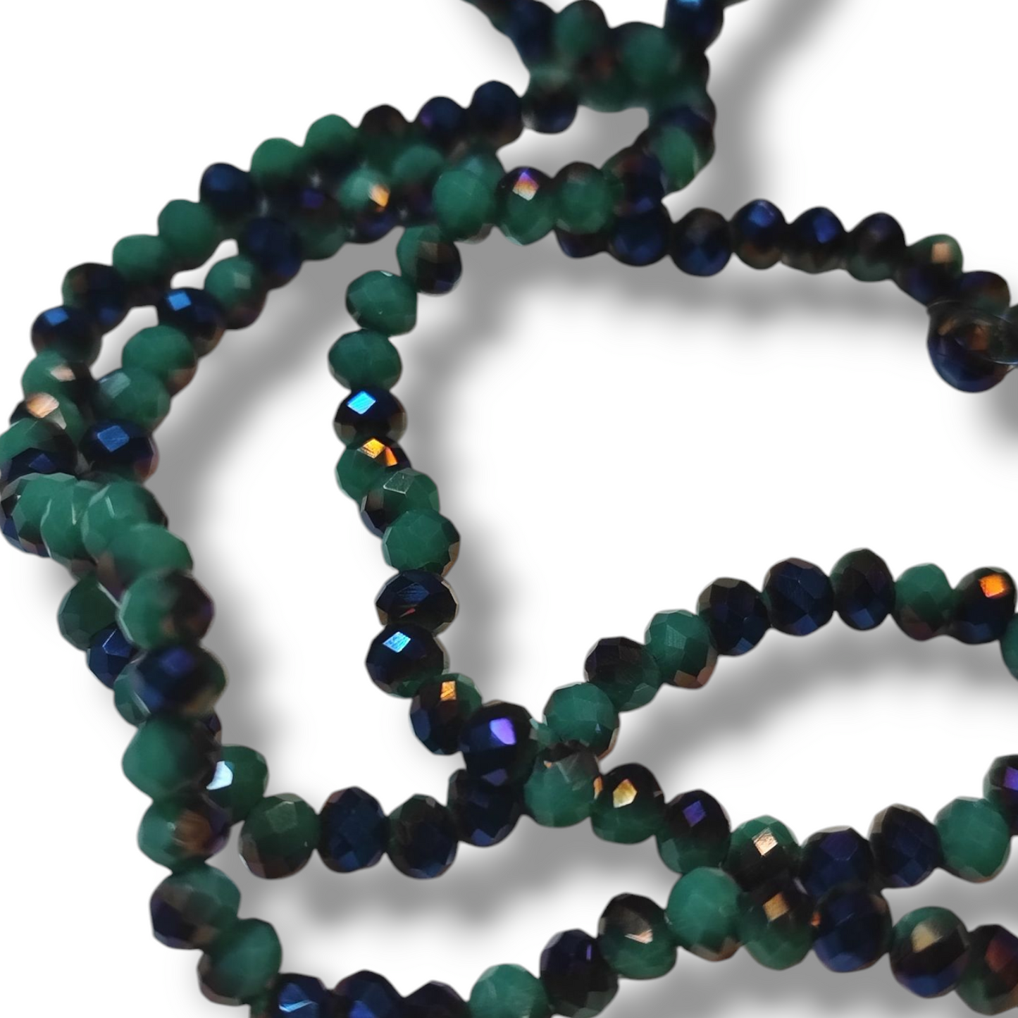 Fil de Perles en Verre à Facettes Effets métallisés bleu – 4x3 mm – Couleurs au choix