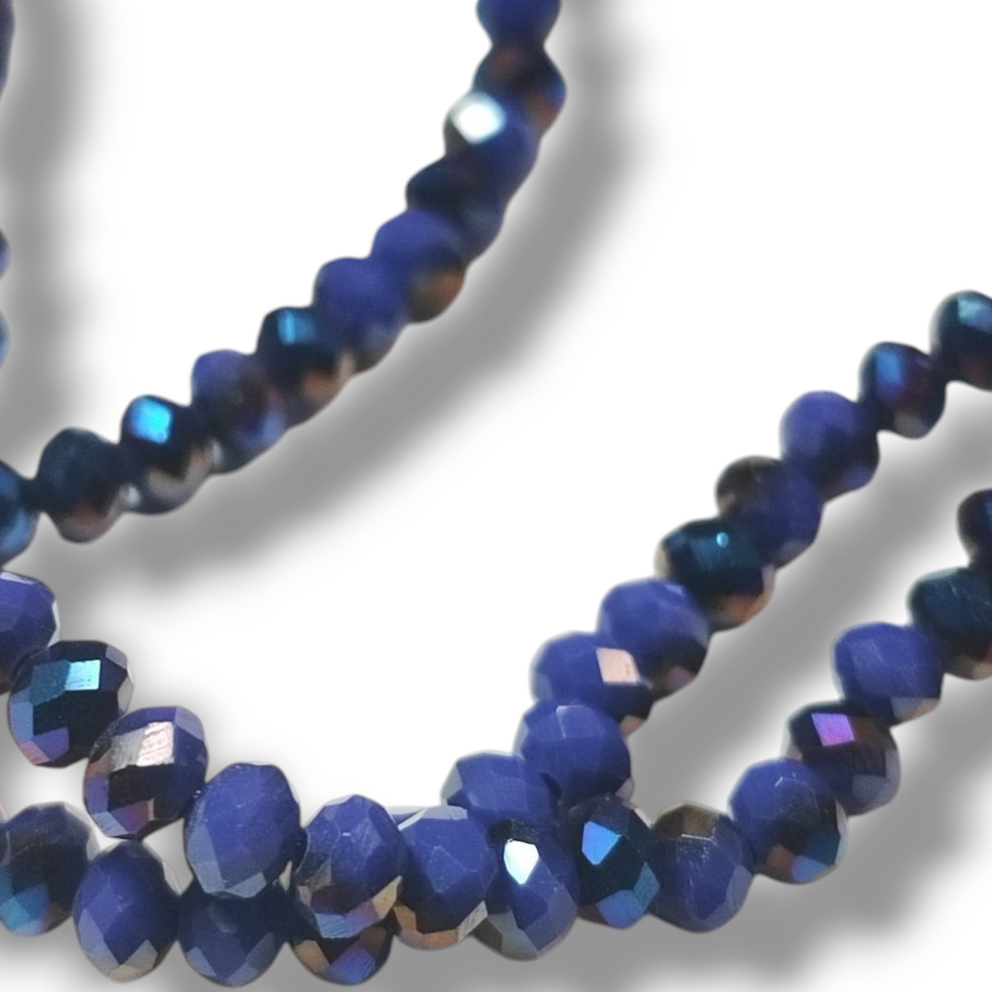 Fil de Perles en Verre à Facettes Effets métallisés bleu – 4x3 mm – Couleurs au choix