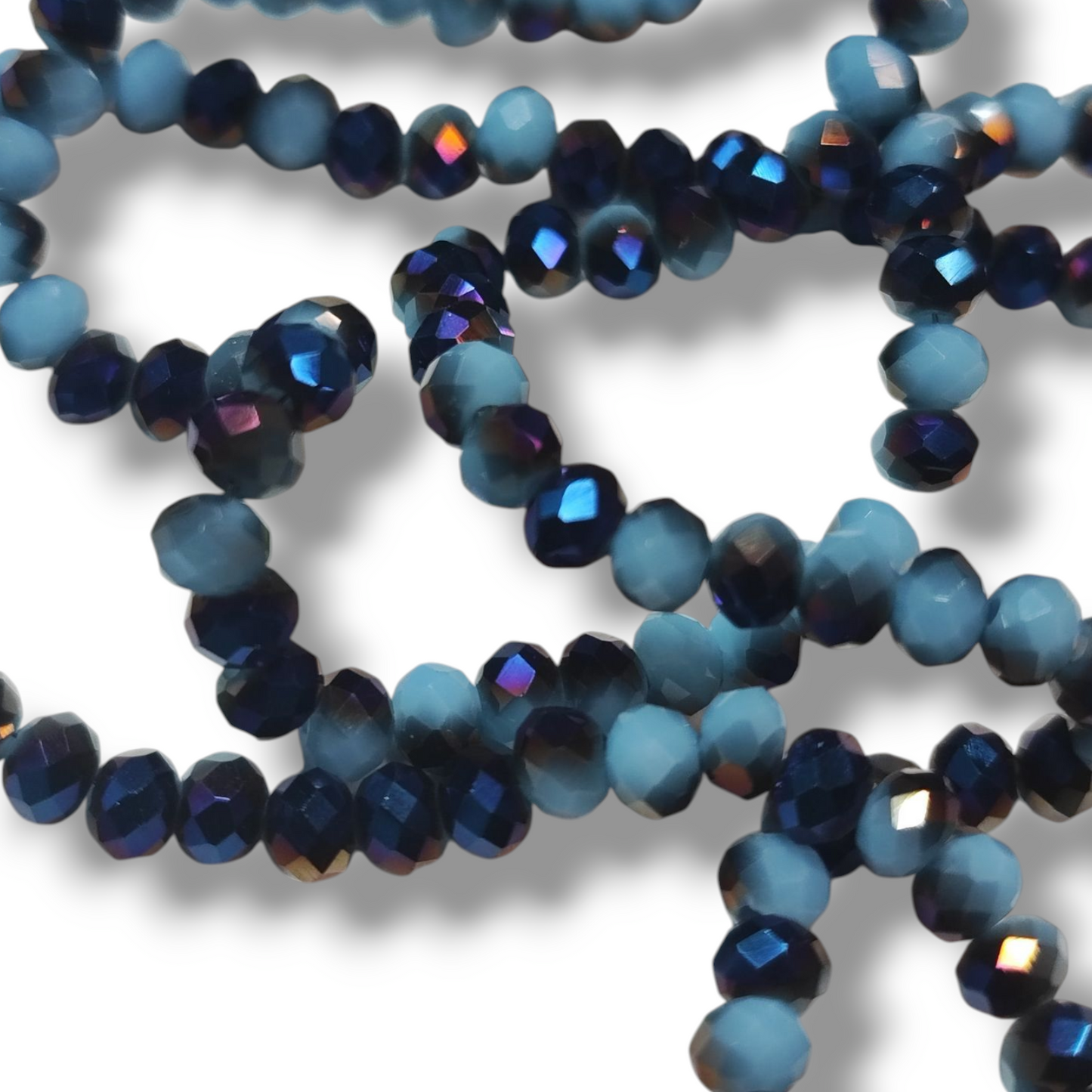 Fil de Perles en Verre à Facettes Effets métallisés bleu – 4x3 mm – Couleurs au choix