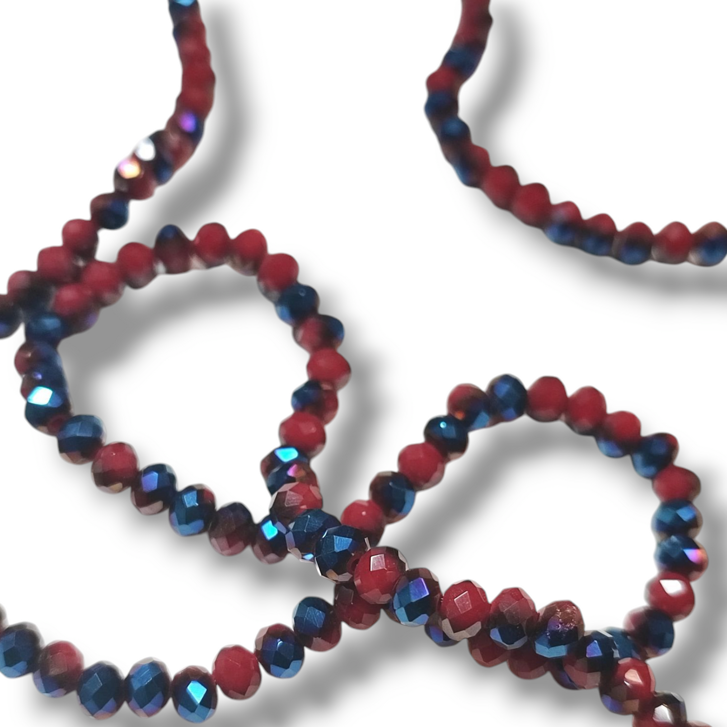 Fil de Perles en Verre à Facettes Effets métallisés bleu – 4x3 mm – Couleurs au choix