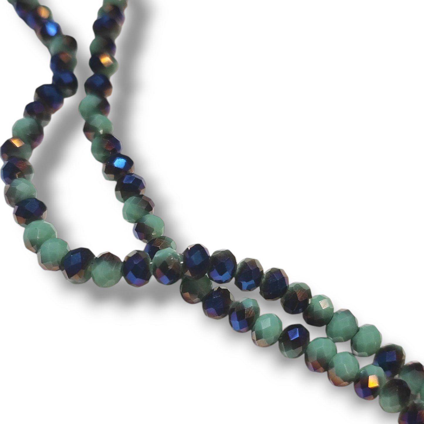 Fil de Perles en Verre à Facettes Effets métallisés bleu – 4x3 mm – Couleurs au choix