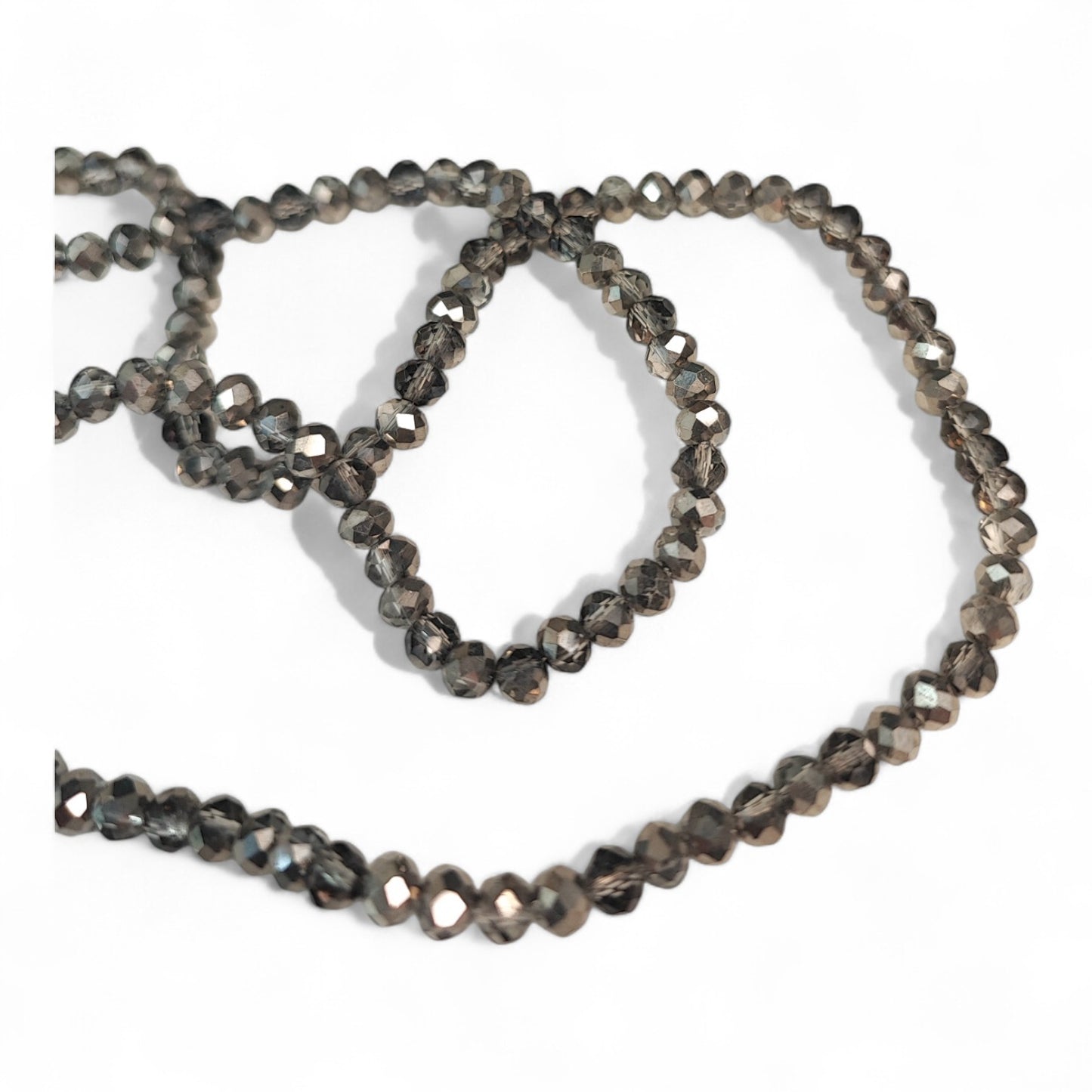 Fil de Perles en Verre à Facettes Effets métallisés – 4x3 mm – Couleurs au choix