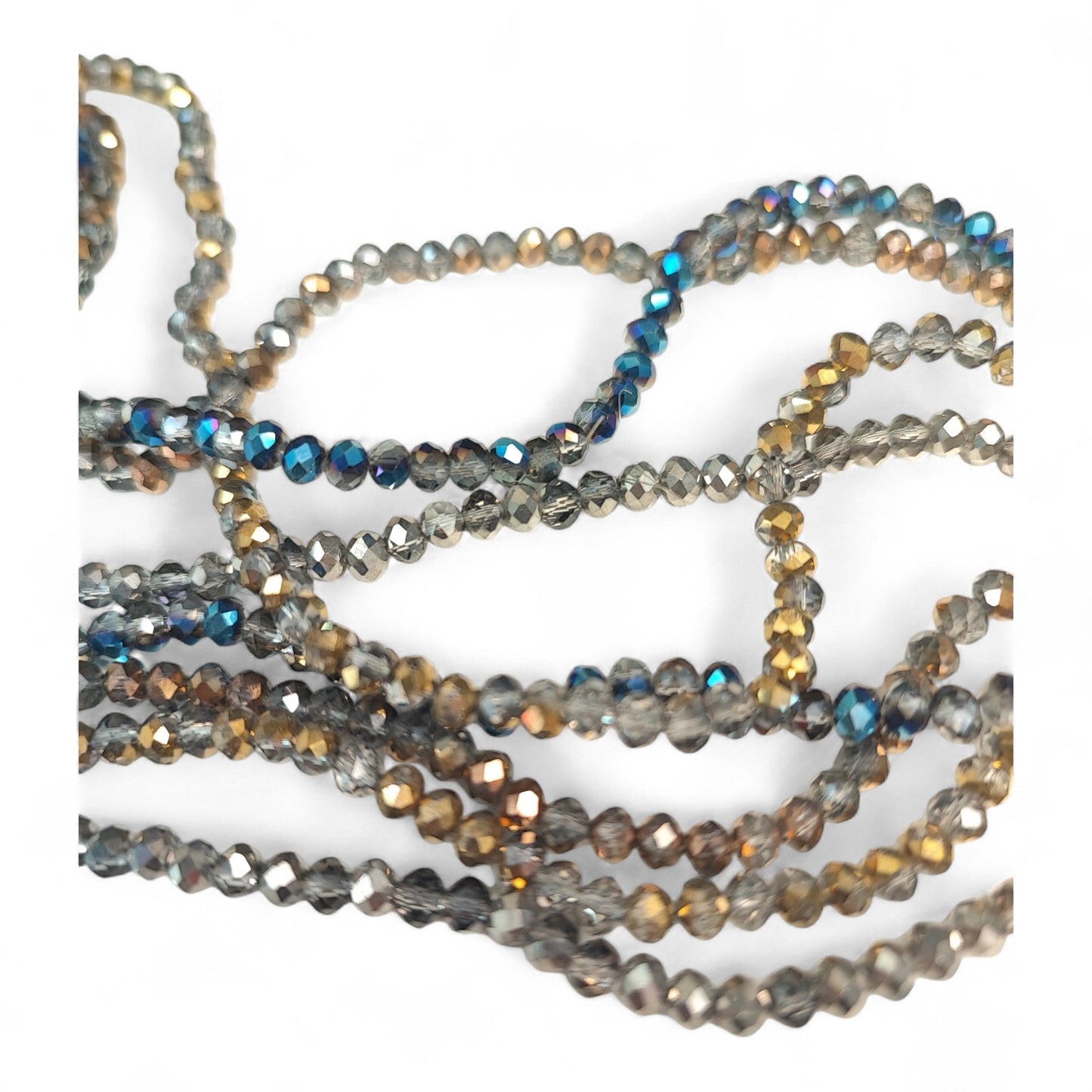 Fil de Perles en Verre à Facettes Effets métallisés – 4x3 mm – Couleurs au choix