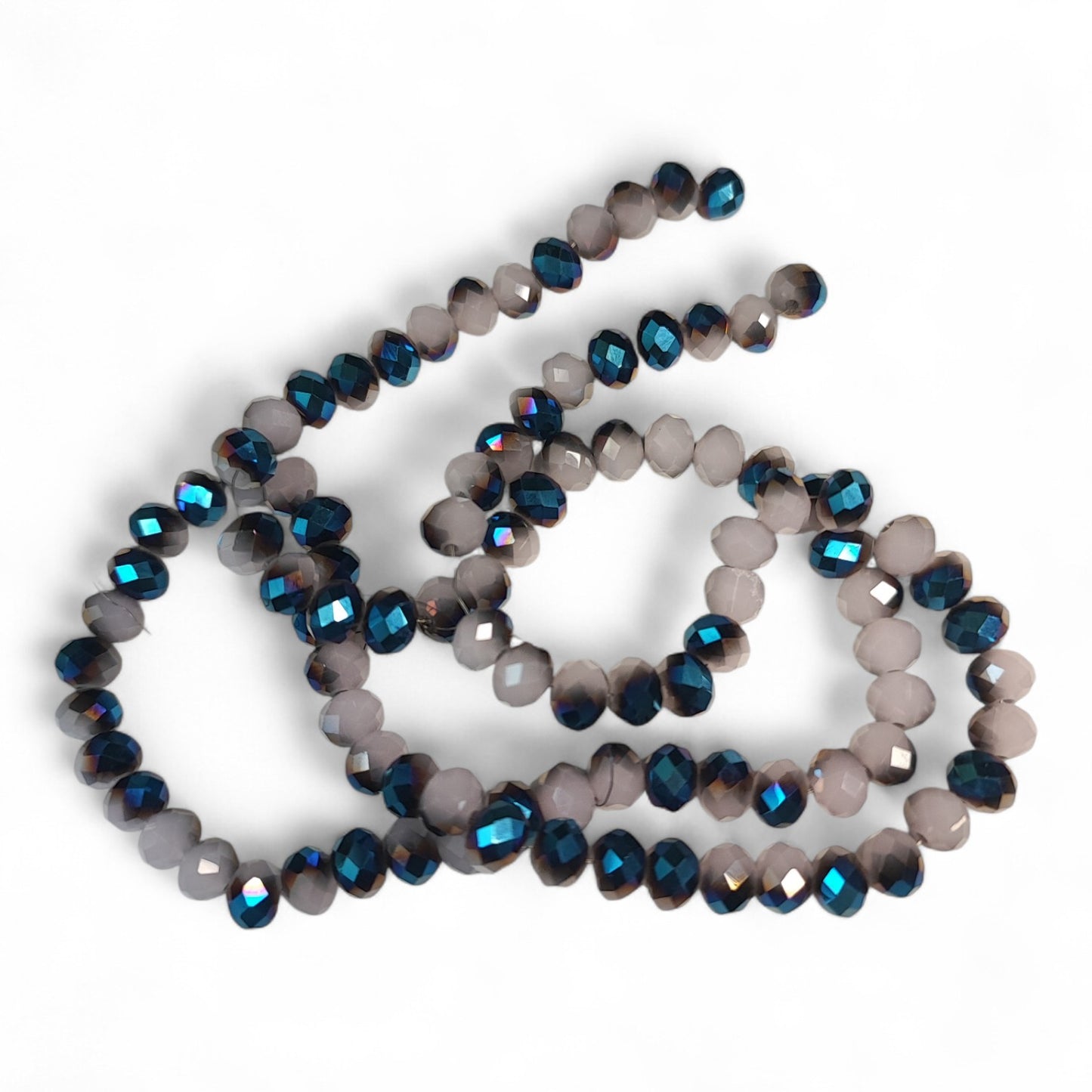Fil de Perles en Verre opaque à Facettes et Effet métallisé bleu – 6x4,5 mm – Couleurs au choix