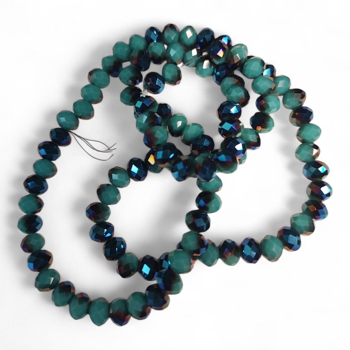 Fil de Perles en Verre opaque à Facettes et Effet métallisé bleu – 6x4,5 mm – Couleurs au choix