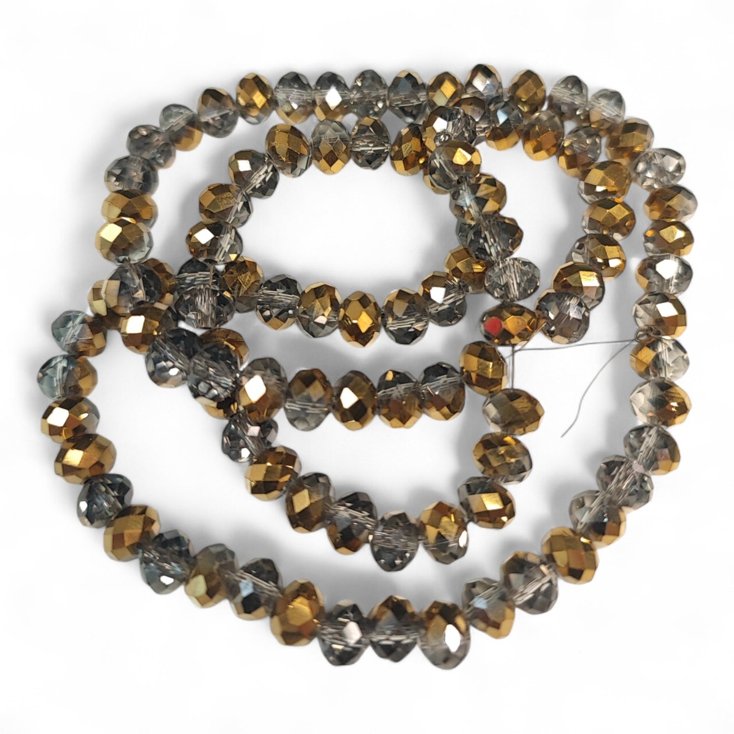 Fil de Perles en Verre à Facettes et Effet métallisé – 6x4,5 mm – Couleurs au choix
