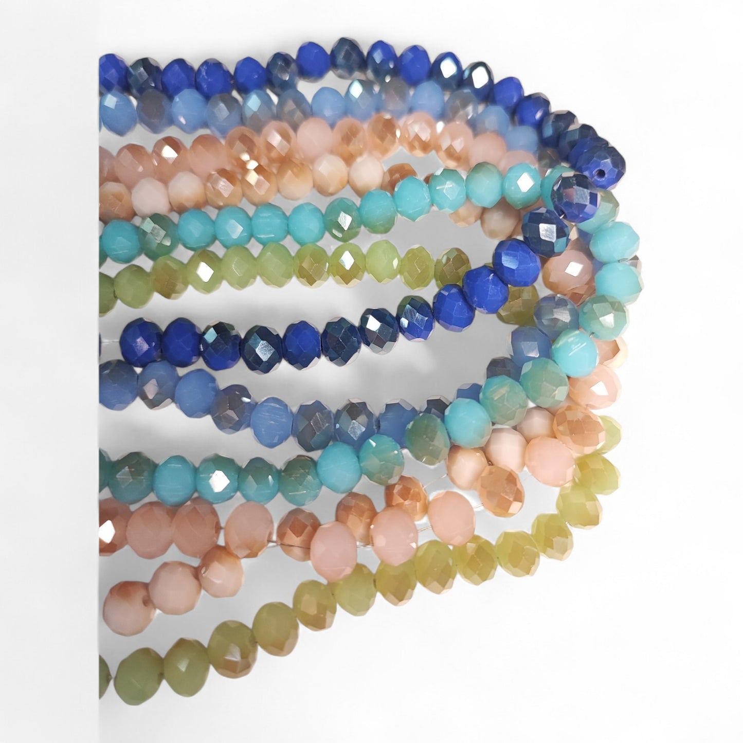 Fil de Perles en Verre à Facettes et Effet brillant – 8x6 mm – Couleurs au choix