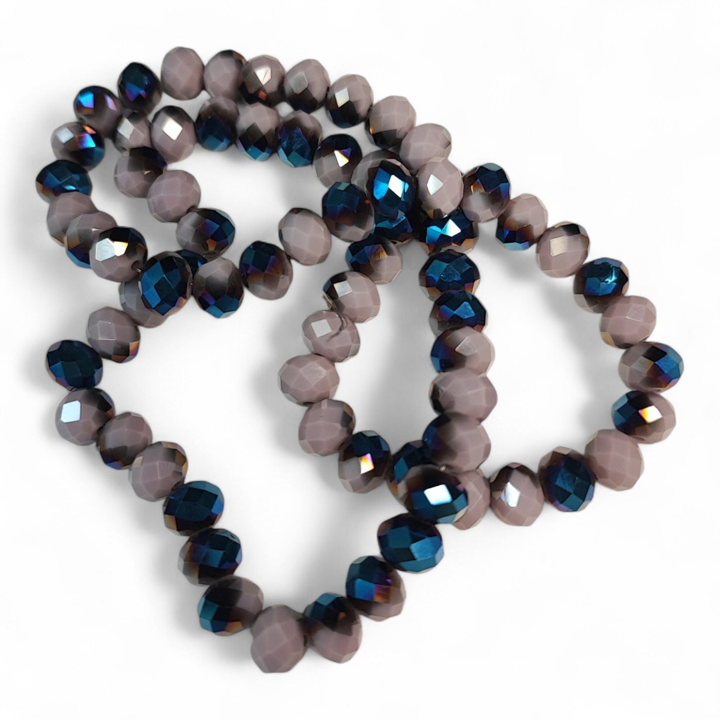 Fil de Perles en Verre opaque à Facettes et Effet métallisé bleu – 8x6mm – Couleurs au choix