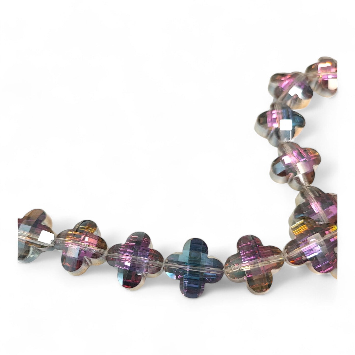 x1 Perle Trèfle Facettée – Cristal Arc-en-Ciel – 16 mm