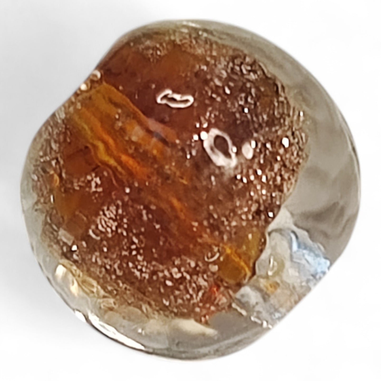 x1 Perle Artisanale Lampwork Rondes – 12 mm | Sable Doré & Couleur au Choix