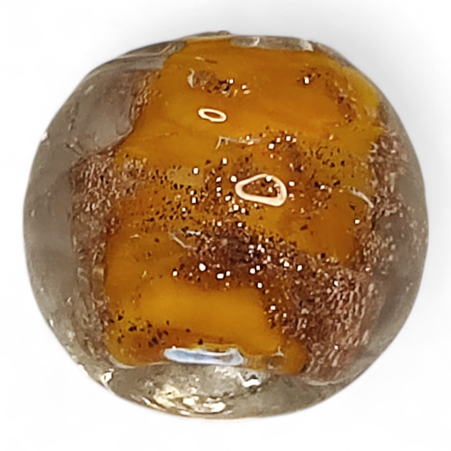 x1 Perle Artisanale Lampwork Rondes – 12 mm | Sable Doré & Couleur au Choix