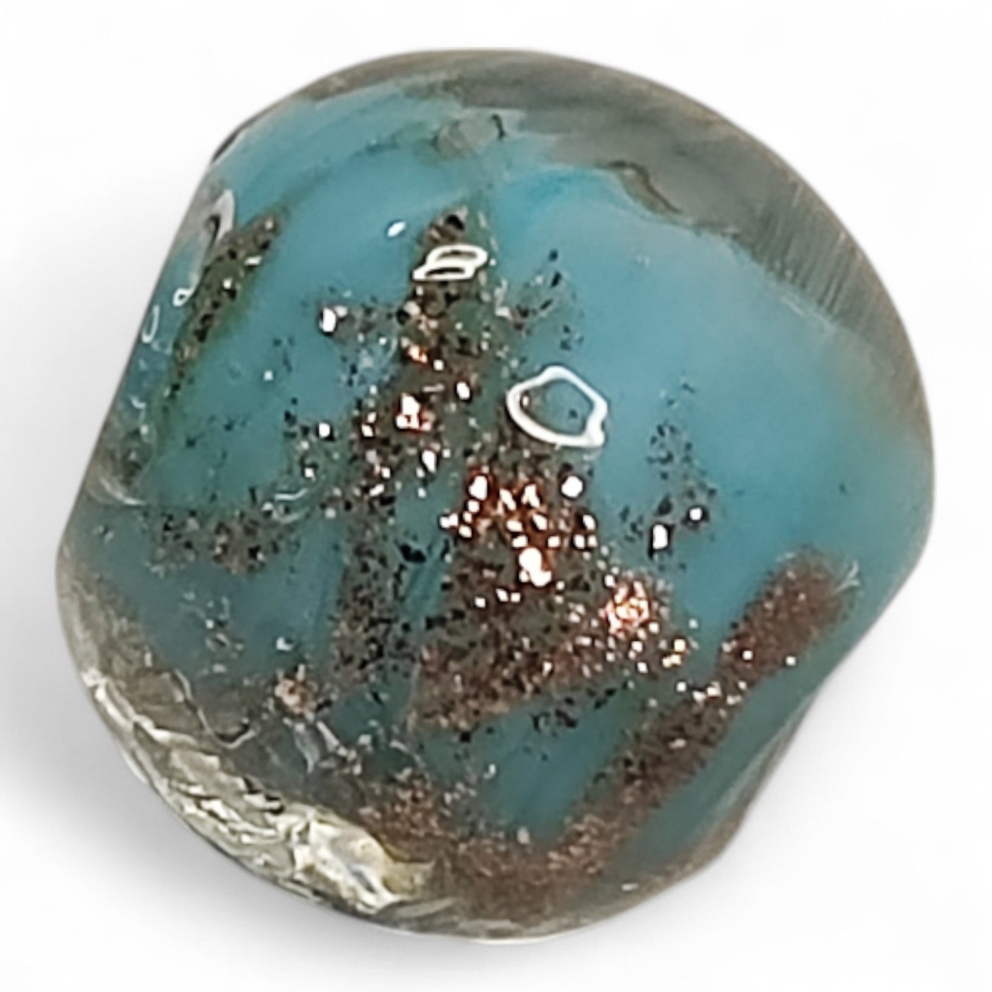 x1 Perle Artisanale Lampwork Rondes – 12 mm | Sable Doré & Couleur au Choix