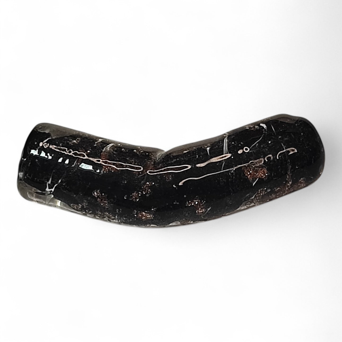 x1 Perle Artisanale Tube Coudé – 38 mm | Verre Soufflé, Sable Doré et Couleurs au Choix