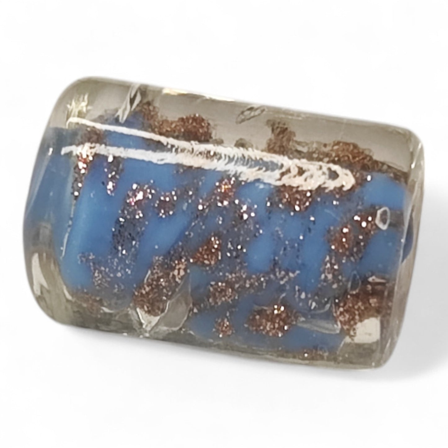 x1 Perle Artisanale Lampwork Colonne – 16 mm | Sable doré