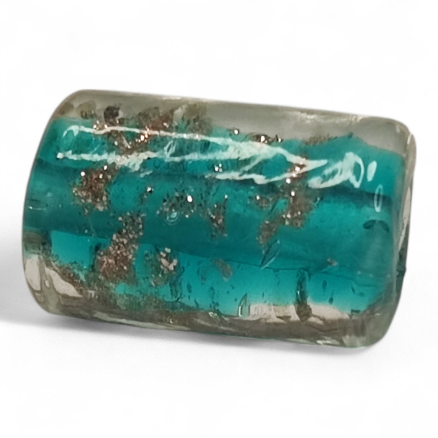 x1 Perle Artisanale Lampwork Colonne – 16 mm | Sable doré