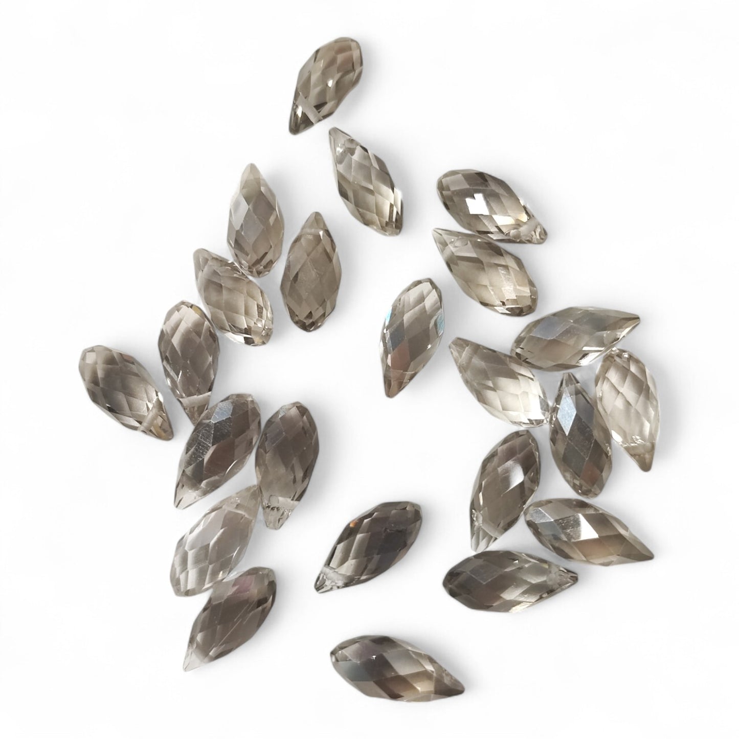 x10 Perles Gouttes Facettées en Verre – 12x6 mm