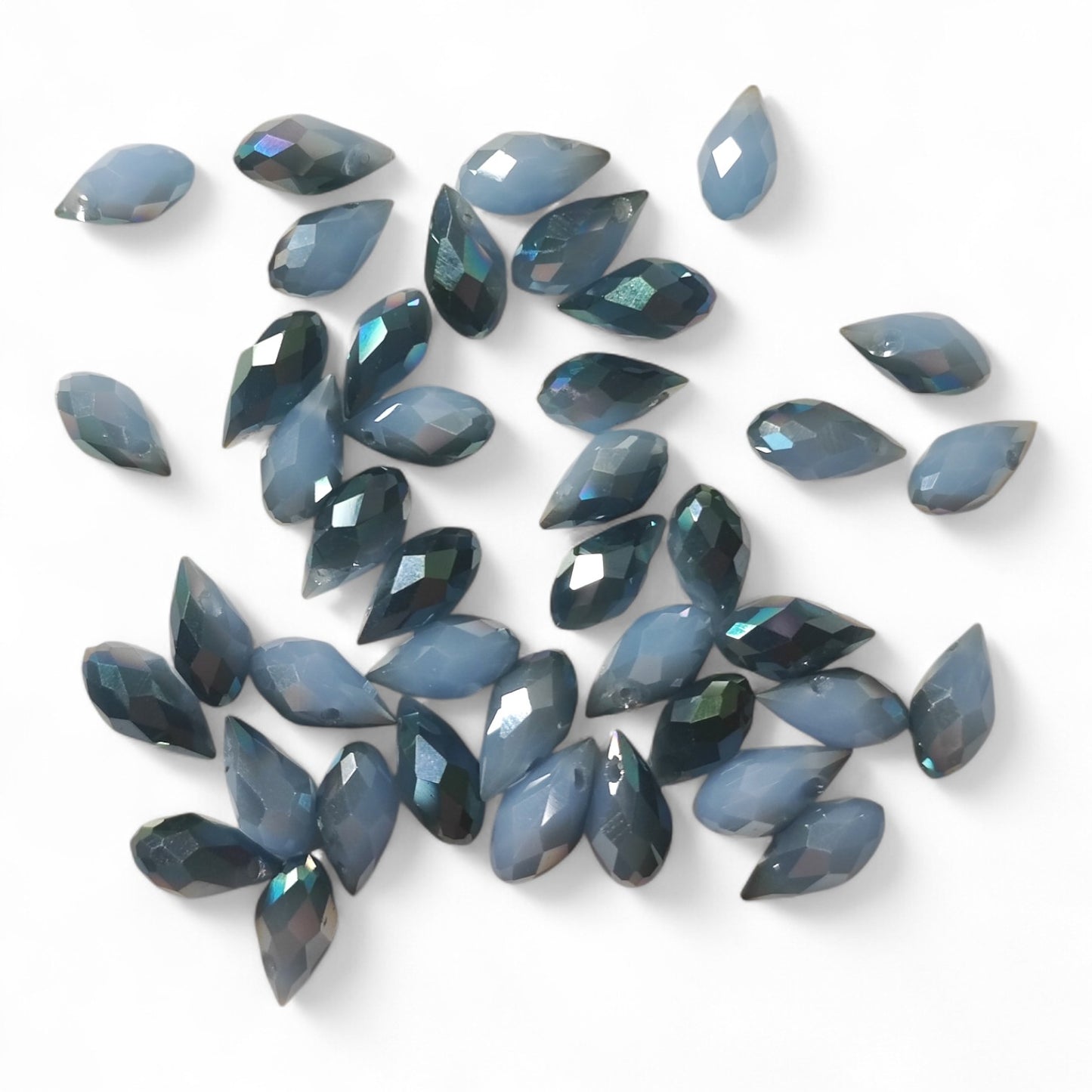 x10 Perles Gouttes Facettées en Verre – 12x6 mm