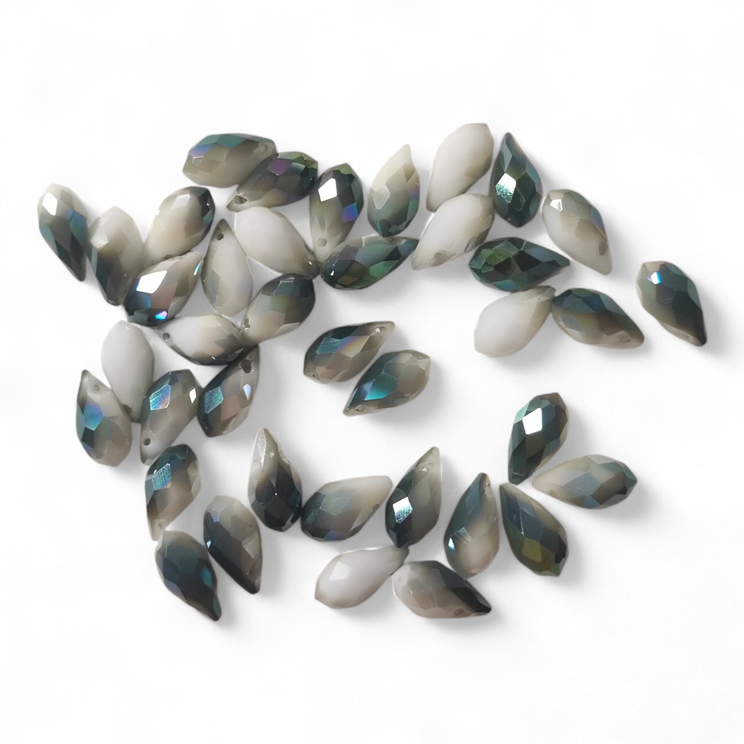 x10 Perles Gouttes Facettées en Verre – 12x6 mm