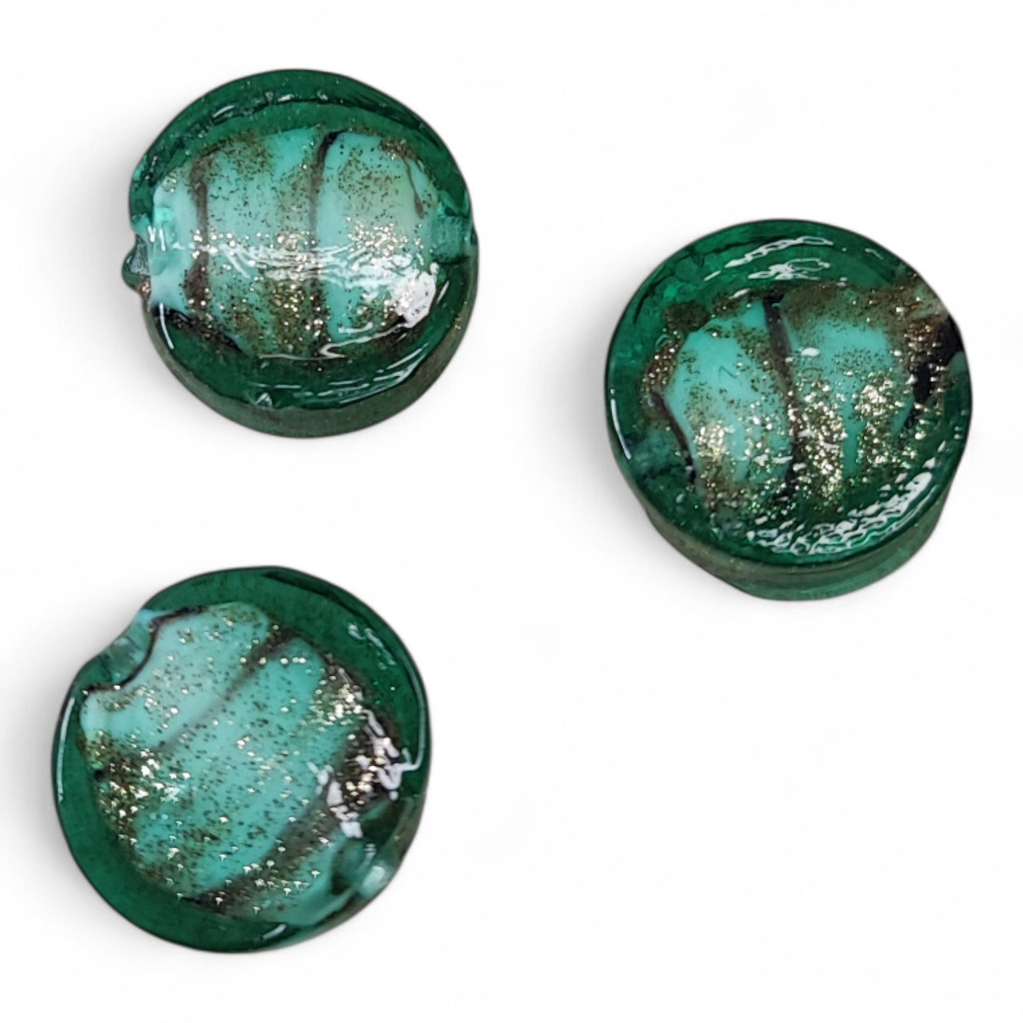 X1 Perle Artisanale en Verre Soufflé – Ronde et Plate 16 mm