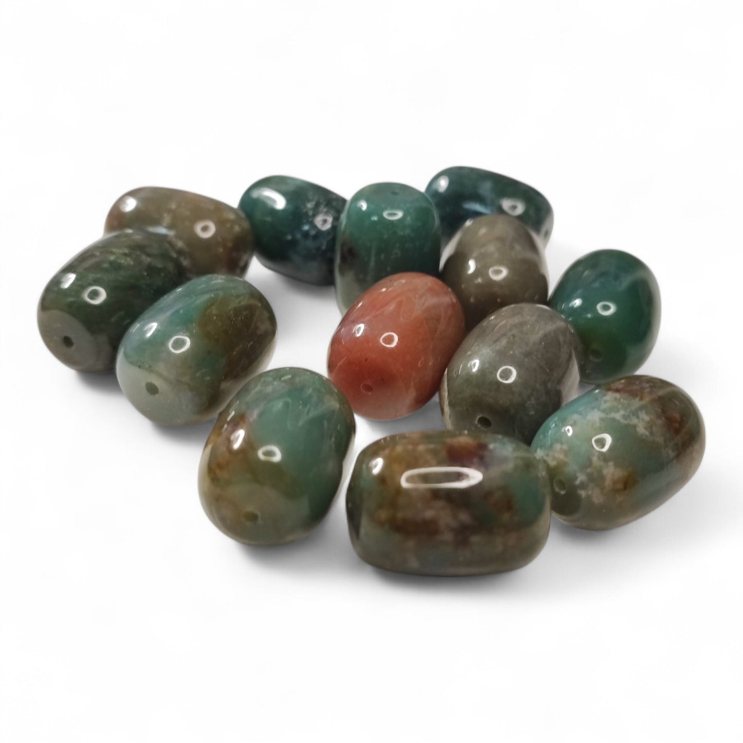 x1 Grosse Perle Baril en Agate des Indes Naturelle – 20x15 mm