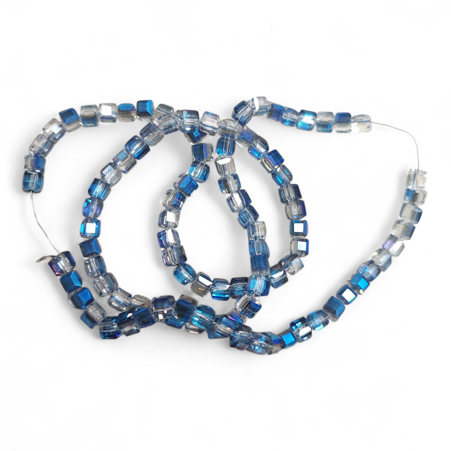 x1 fil de 98 Perles Cubiques en Verre – 3 mm – Facettées et Galvanisées