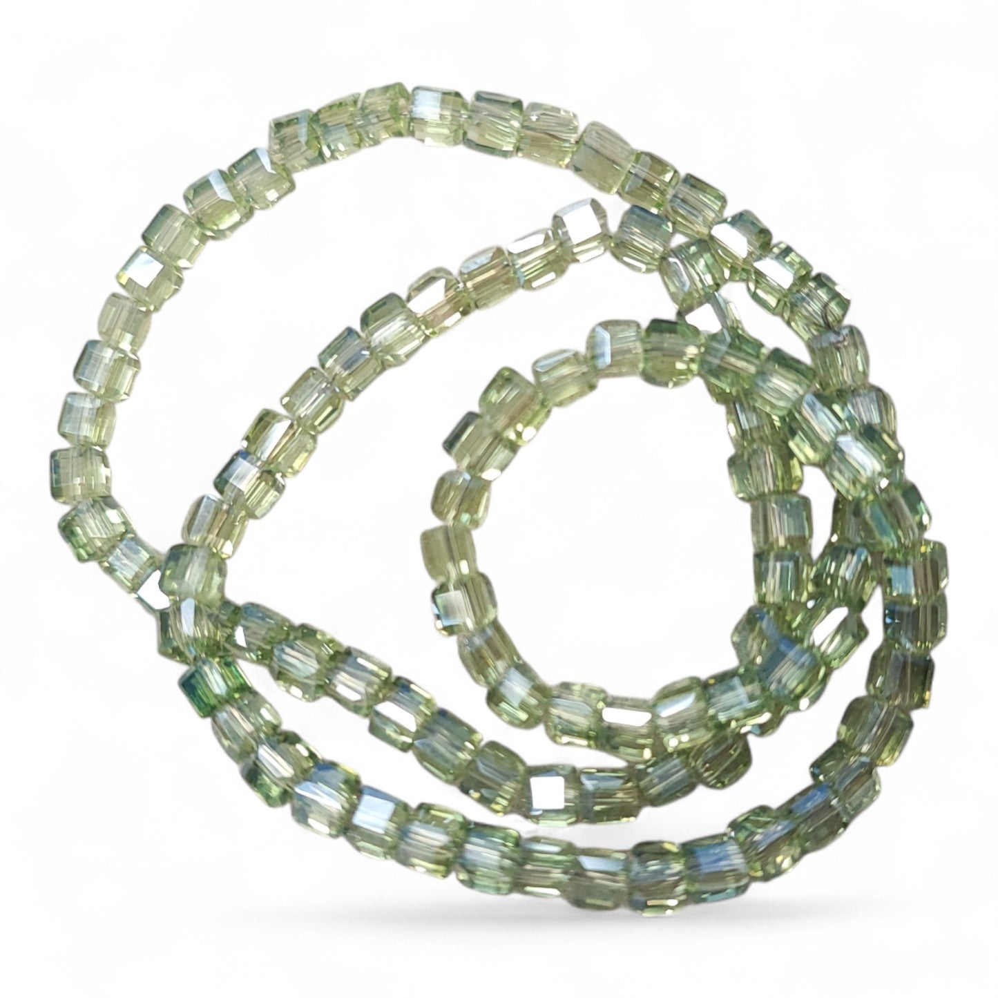 x1 fil de 98 Perles Cubiques en Verre – 3 mm – Facettées et Galvanisées