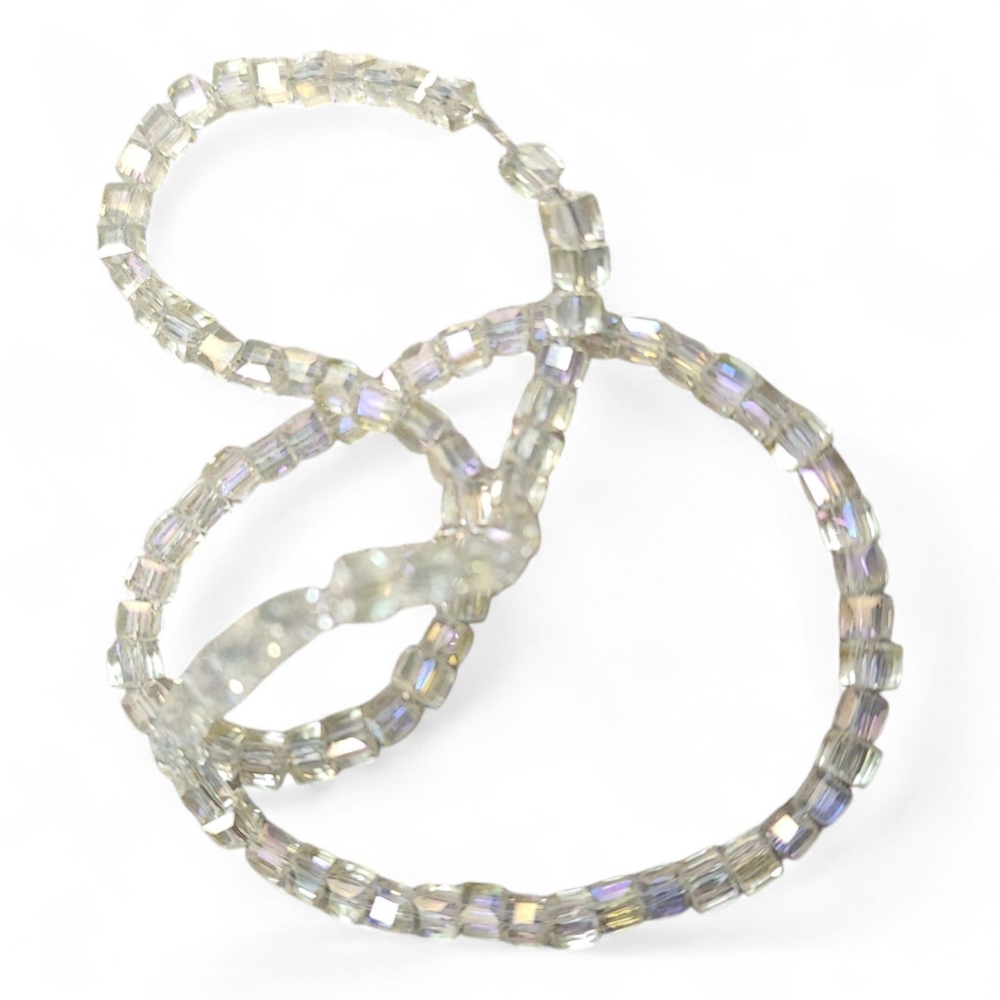 x1 fil de 98 Perles Cubiques en Verre – 3 mm – Facettées et Galvanisées