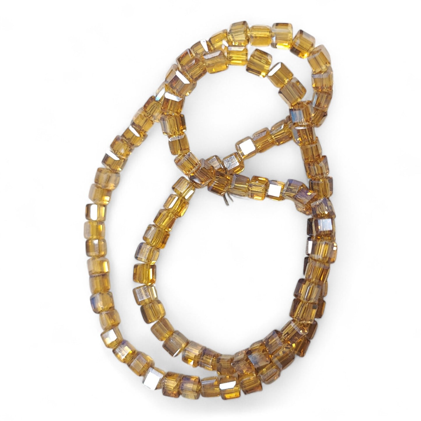 x1 fil de 98 Perles Cubiques en Verre – 3 mm – Facettées et Galvanisées