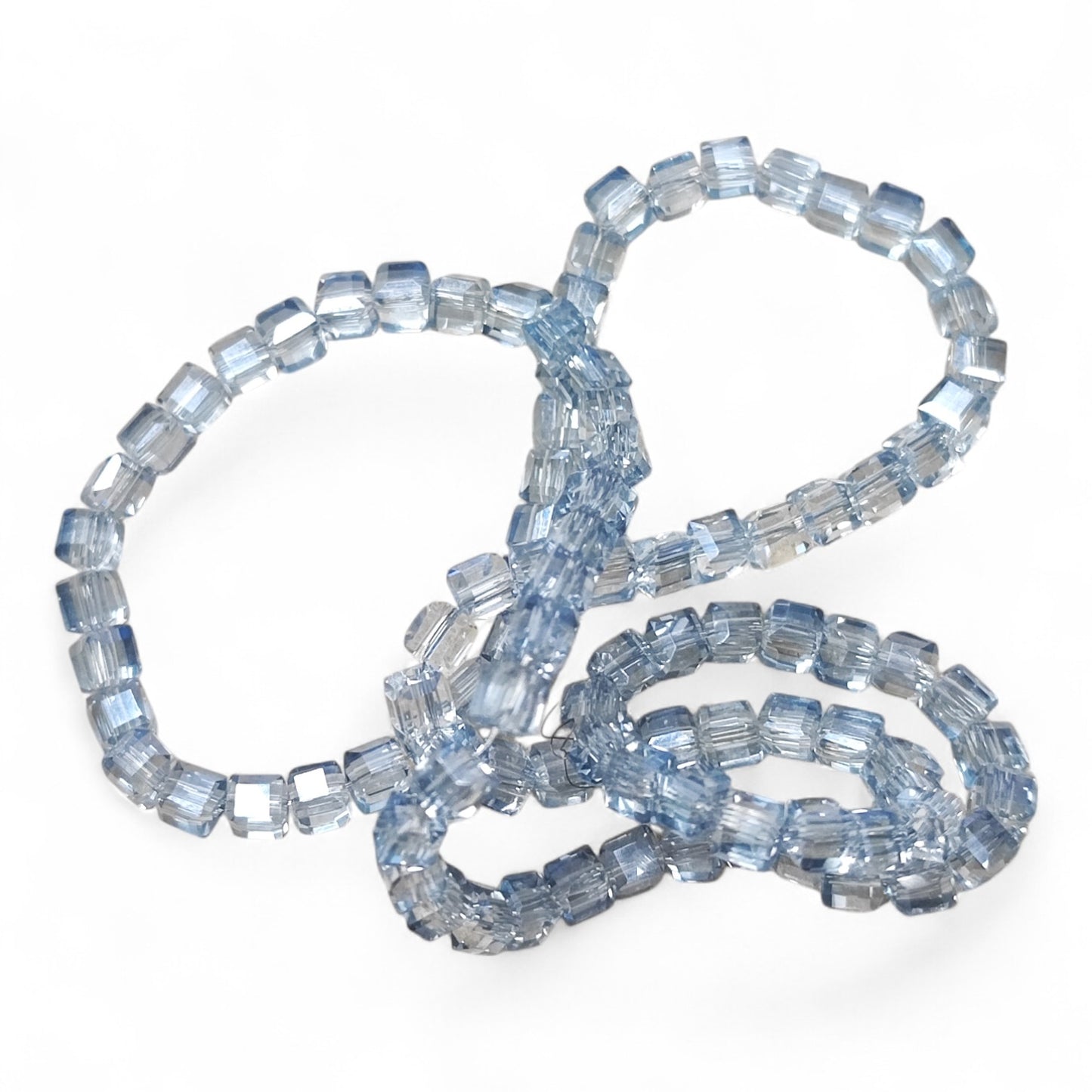 x1 fil de 98 Perles Cubiques en Verre – 3 mm – Facettées et Galvanisées
