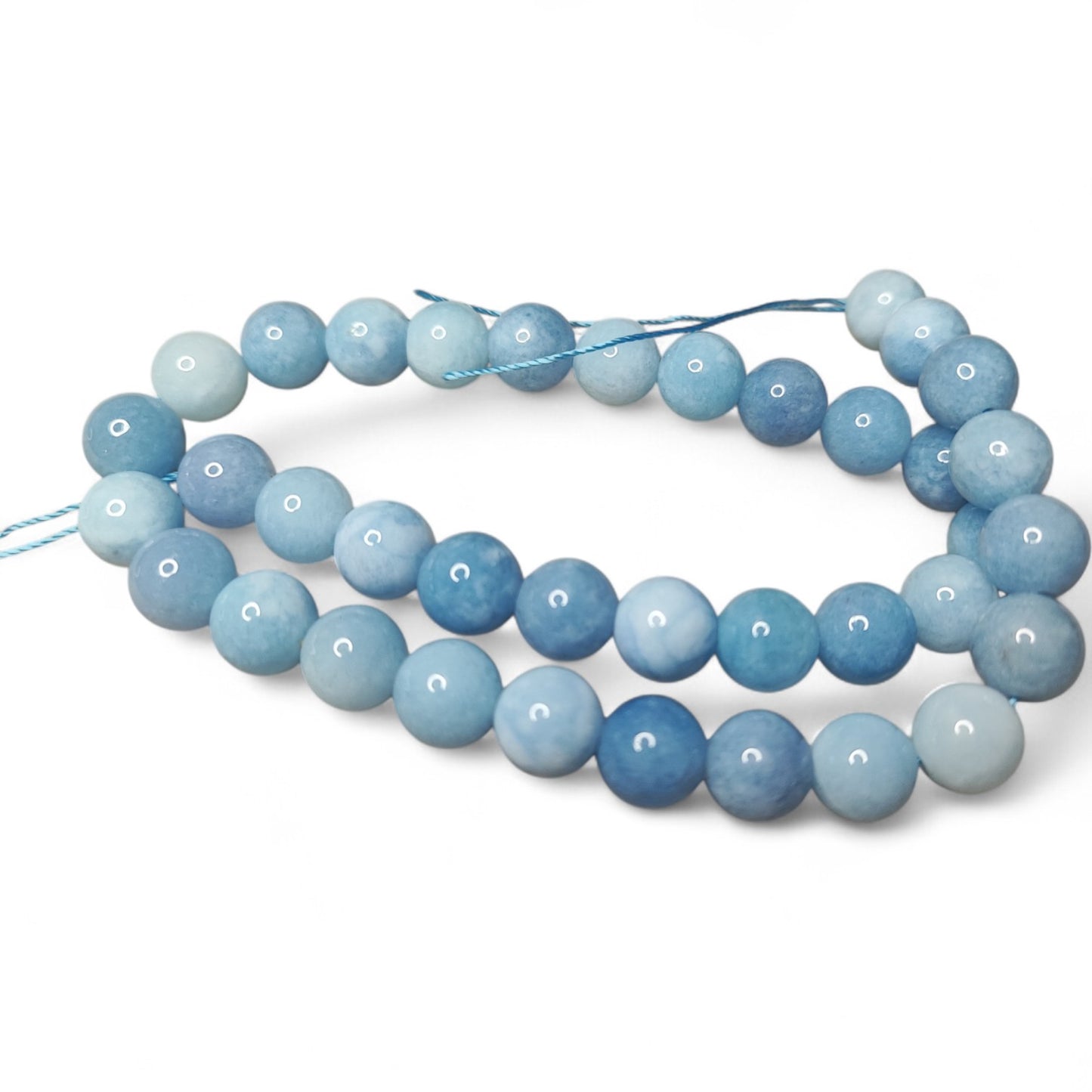 Lot de 5 Perles Rondes en Aigue-Marine – 6, 8 ou 10 mm