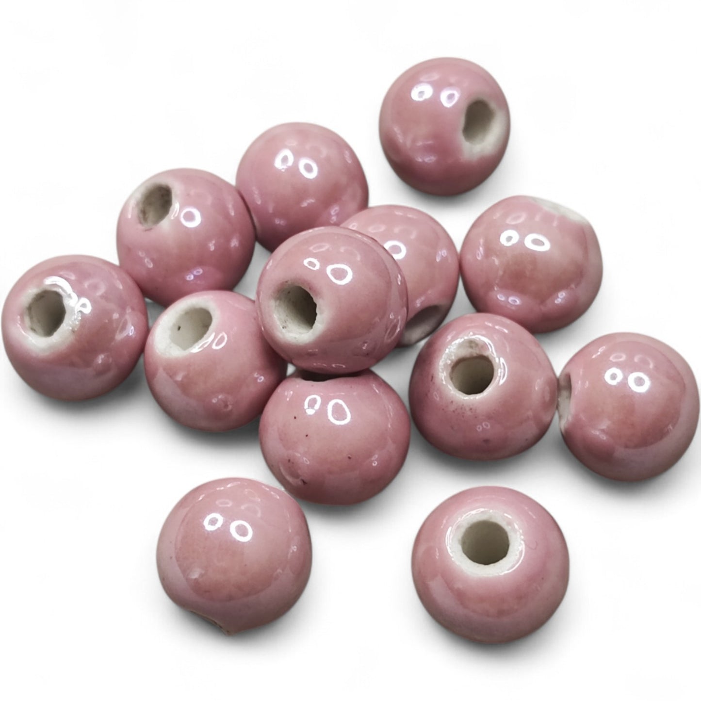 x1 Perle en Porcelaine Nacrée – 10 mm – Couleurs au Choix – Fait Main