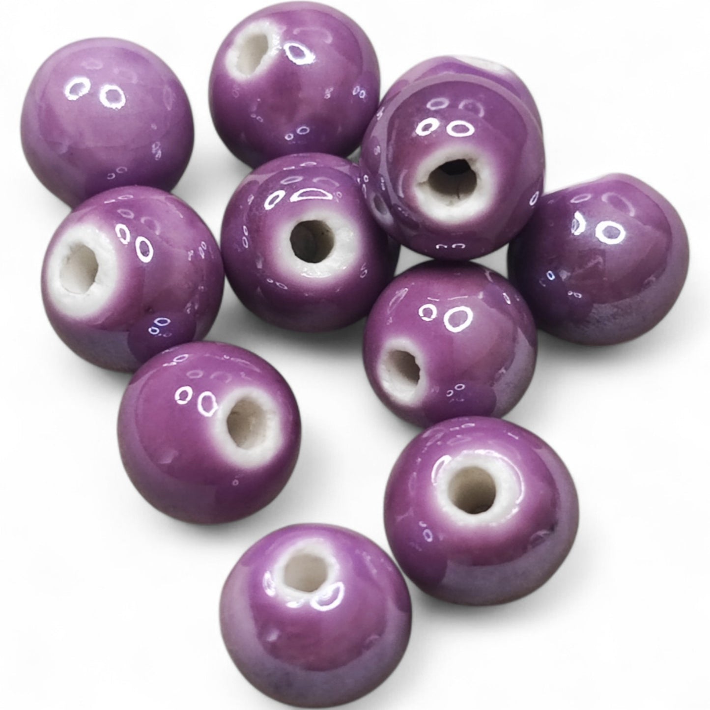 x1 Perle en Porcelaine Nacrée – 10 mm – Couleurs au Choix – Fait Main