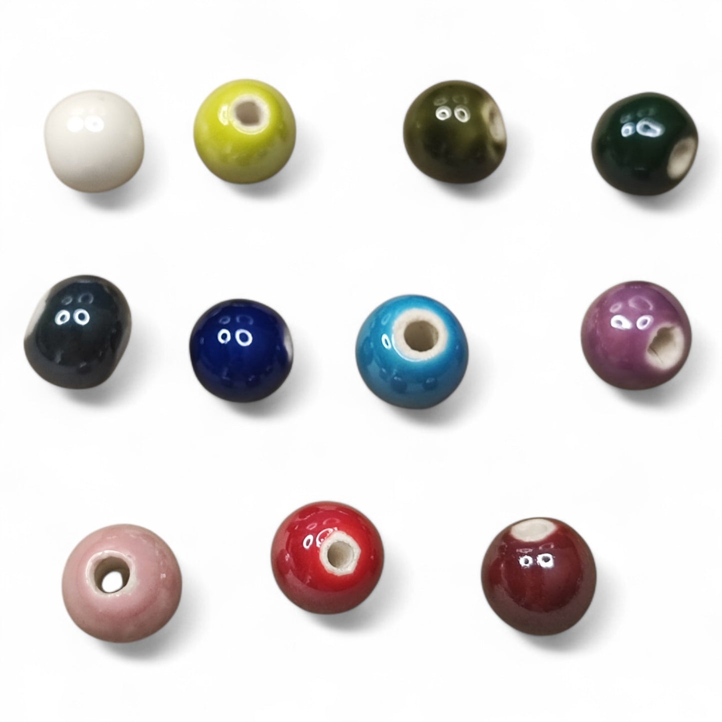 x1 Perle en Porcelaine Nacrée – 10 mm – Couleurs au Choix – Fait Main