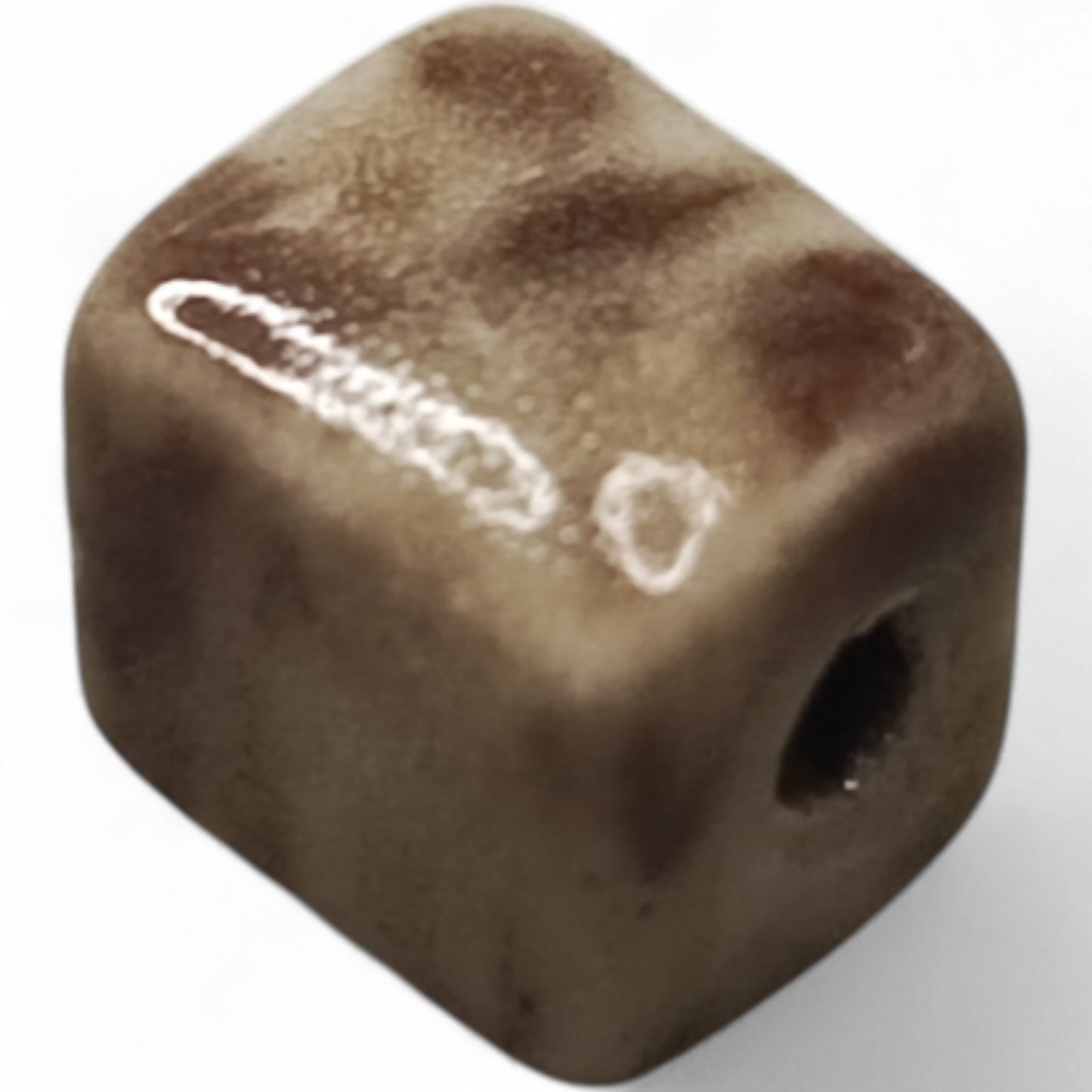 x1 Perle Cube en Porcelaine Émaillée Antique – 10,5 mm – Fait Main – Couleurs au Choix