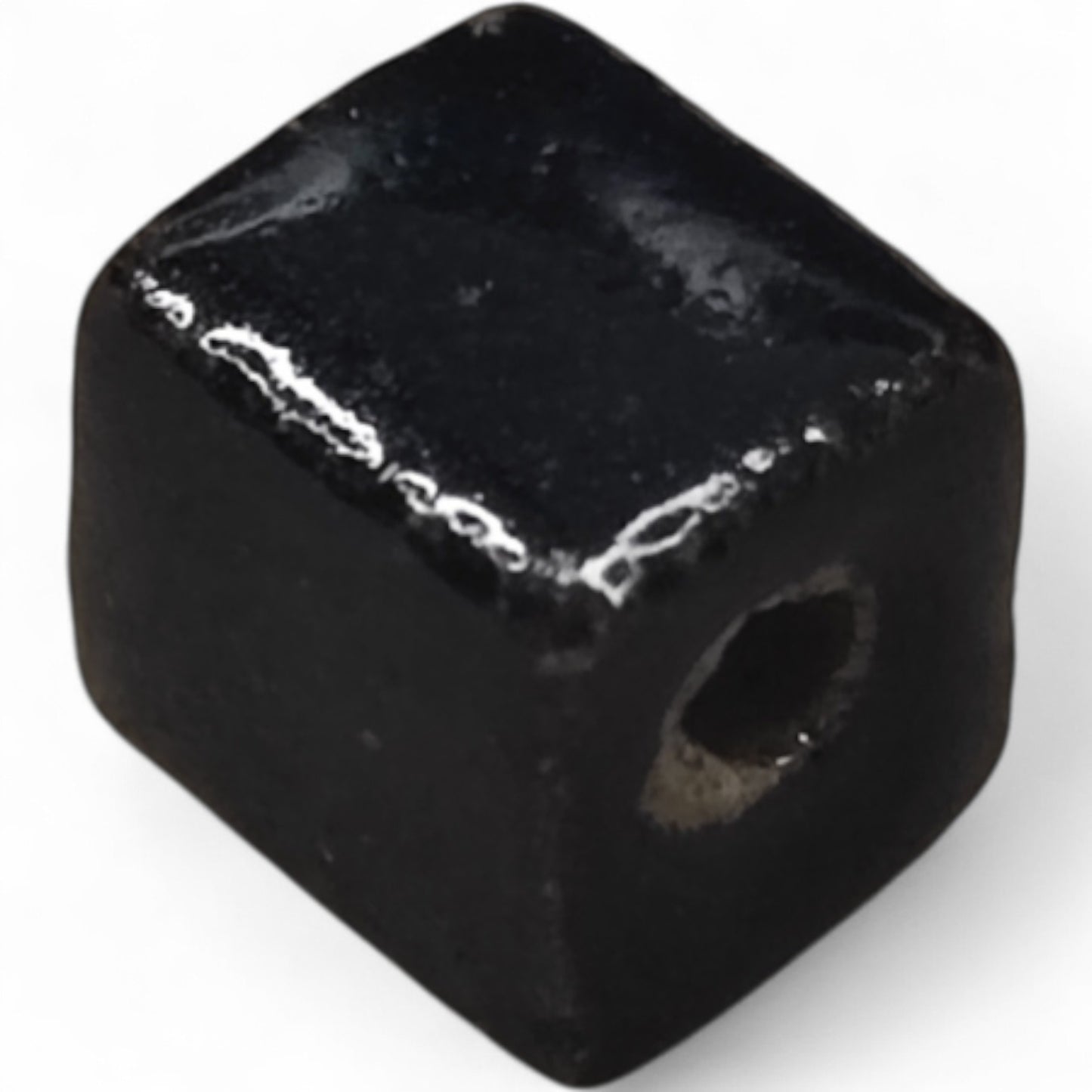 x1 Perle Cube en Porcelaine Émaillée Antique – 10,5 mm – Fait Main – Couleurs au Choix