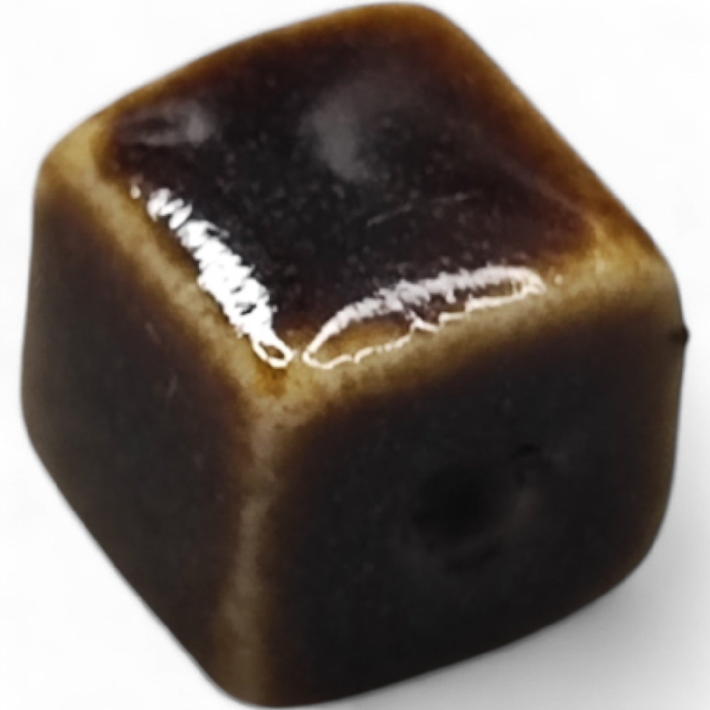 x1 Perle Cube en Porcelaine Émaillée Antique – 10,5 mm – Fait Main – Couleurs au Choix