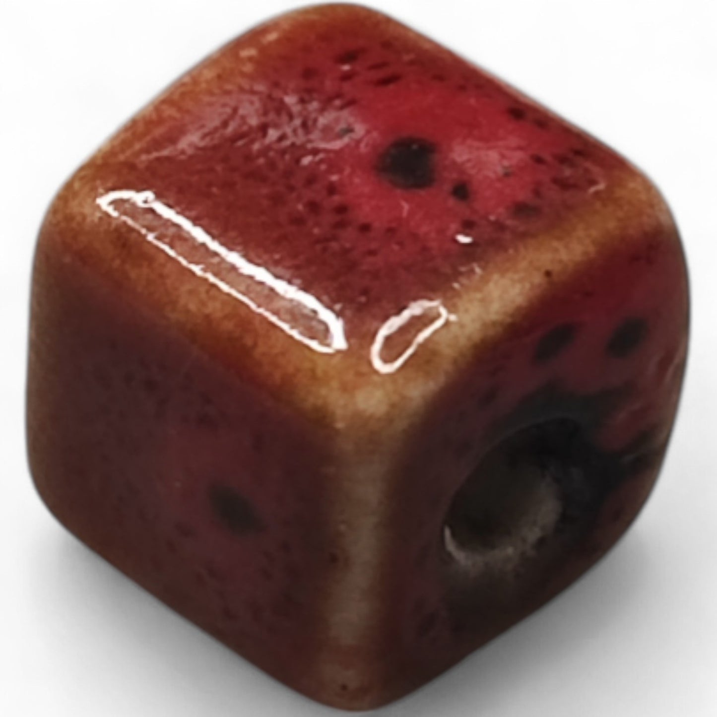 x1 Perle Cube en Porcelaine Émaillée Antique – 10,5 mm – Fait Main – Couleurs au Choix
