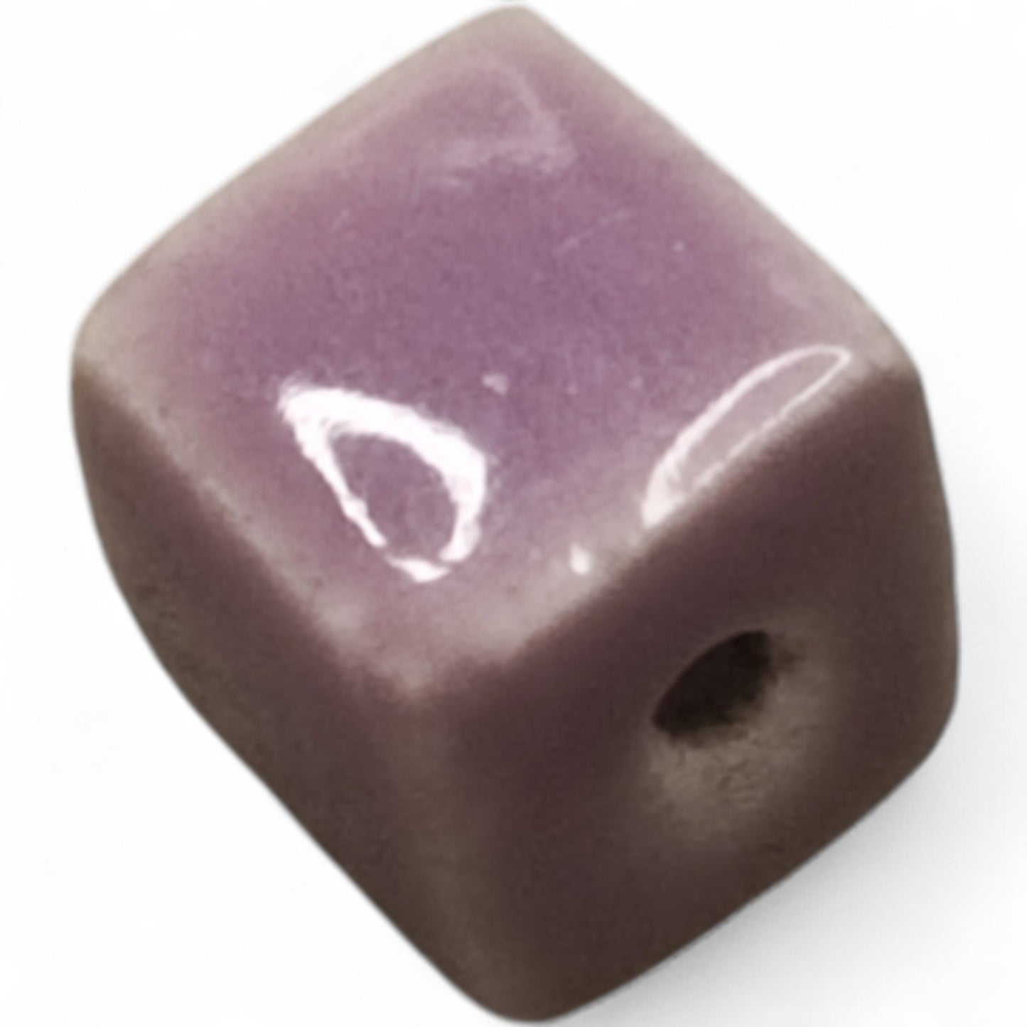 x1 Perle Cube en Porcelaine Émaillée Antique – 10,5 mm – Fait Main – Couleurs au Choix