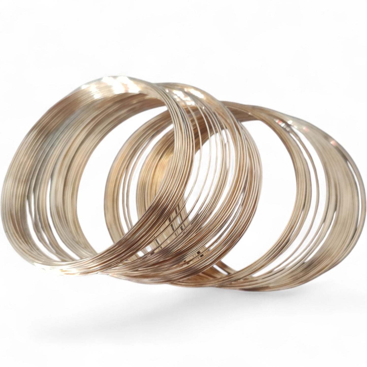 x10 tours Bracelet en Acier doré ou argenté clair à Mémoire de Forme – Ø 60 mm