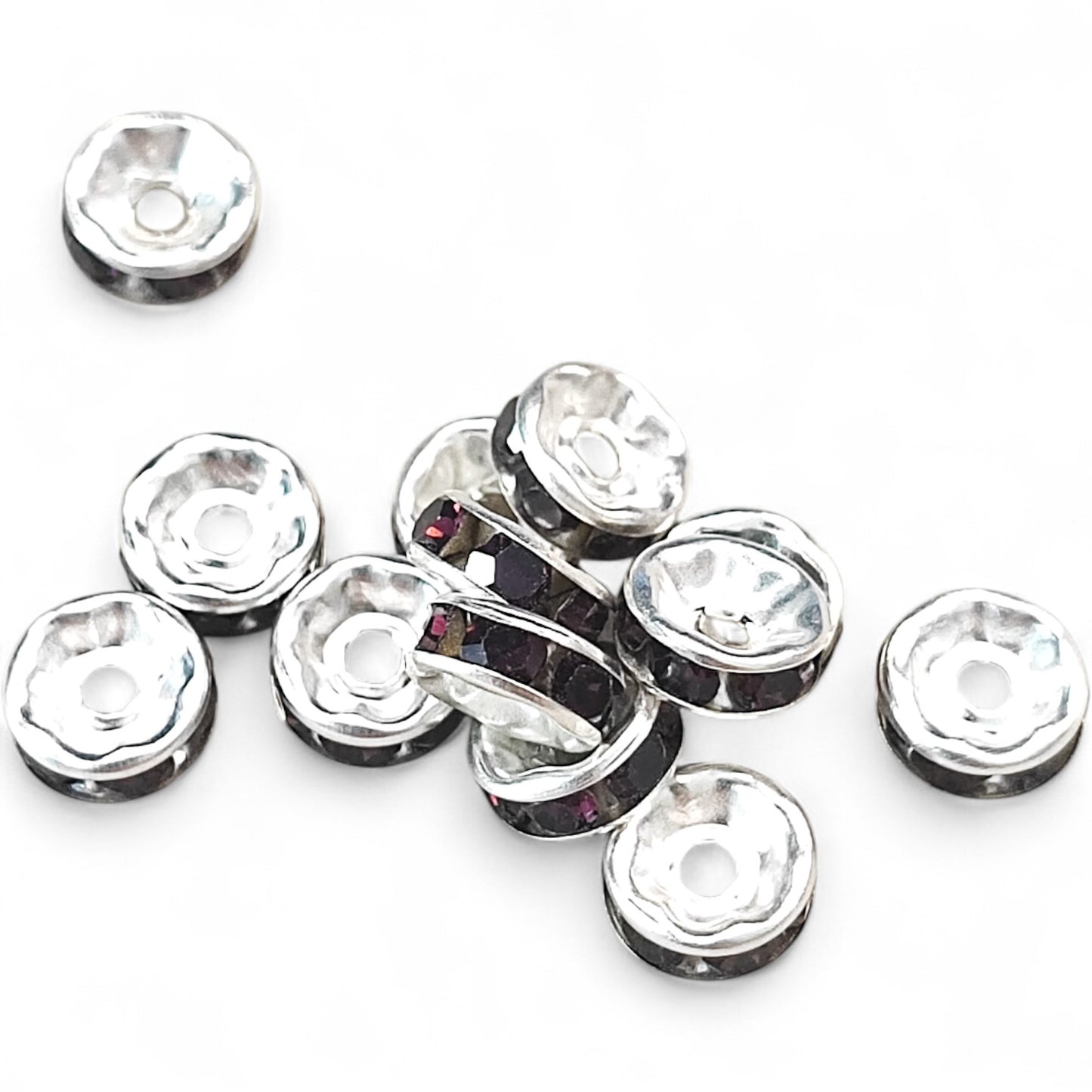 x10 Intercalaires Strass – Pour perles de 8mm – Couleurs au choix