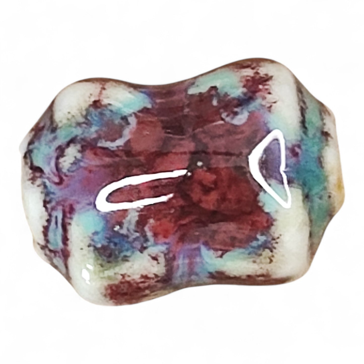x1 Perle en Porcelaine Artisanale – Forme X – 17 à 18 mm